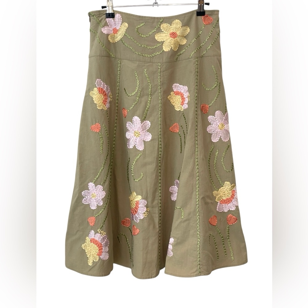 Rare Basil & Maude pastel flowers embroidered skirt
